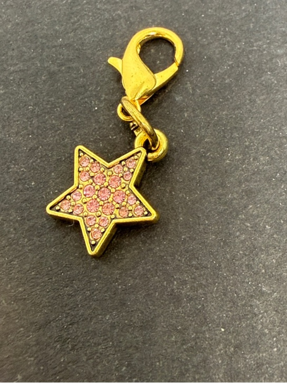 Coach Gold Star Charm with Pink Crystal Accents
